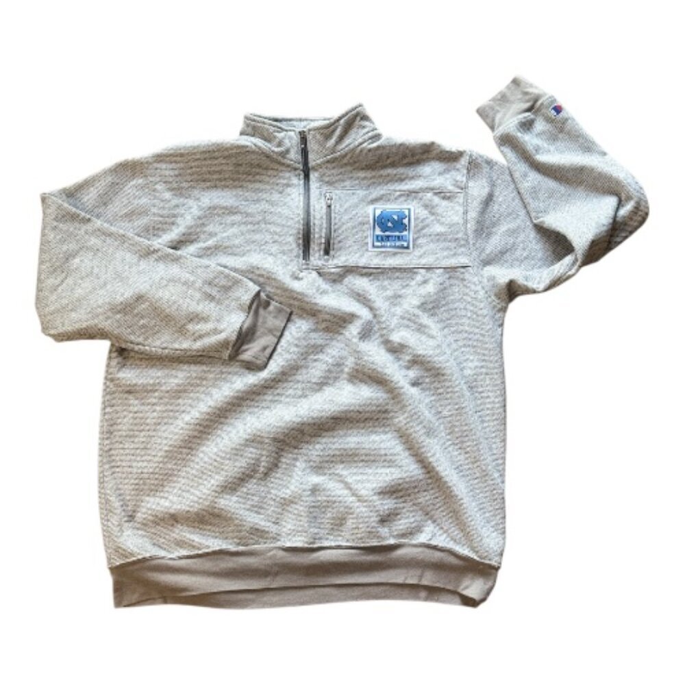CHAMPION North Carolina Sweatshirt Unisex Size Large Gray Collegiate 1/4 Zip